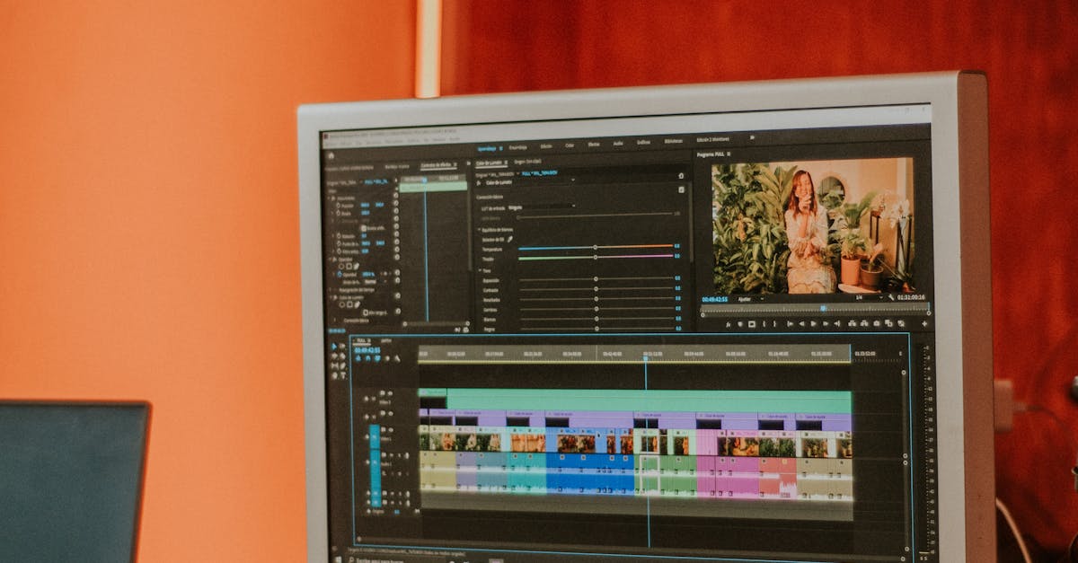 A cozy indoor video editing workspace featuring a computer monitor.